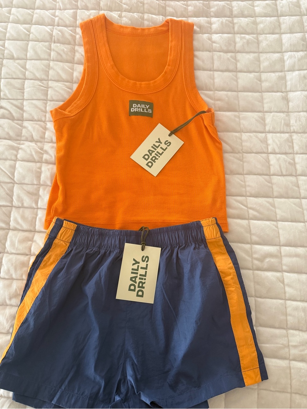 NWT Daily Drills Orange Tank Top and shorts - Bright Athletic Sleeveless Shirt